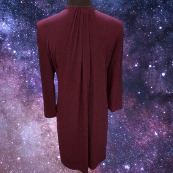 Badgley Mischka PLUM Draped Dress w/ V-Neck Embellished Beading w/Belt ( L ) NWT - Picture 7 of 16